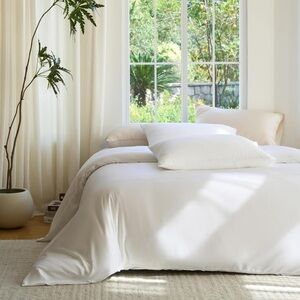 SIJO DOZ Duvet Cover Set In Full/Queen Snow White 100% Bamboo Cooling Bedding